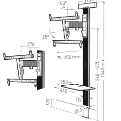 Support TV inclinable et orientable Erard Exostand 600 pour écran 50