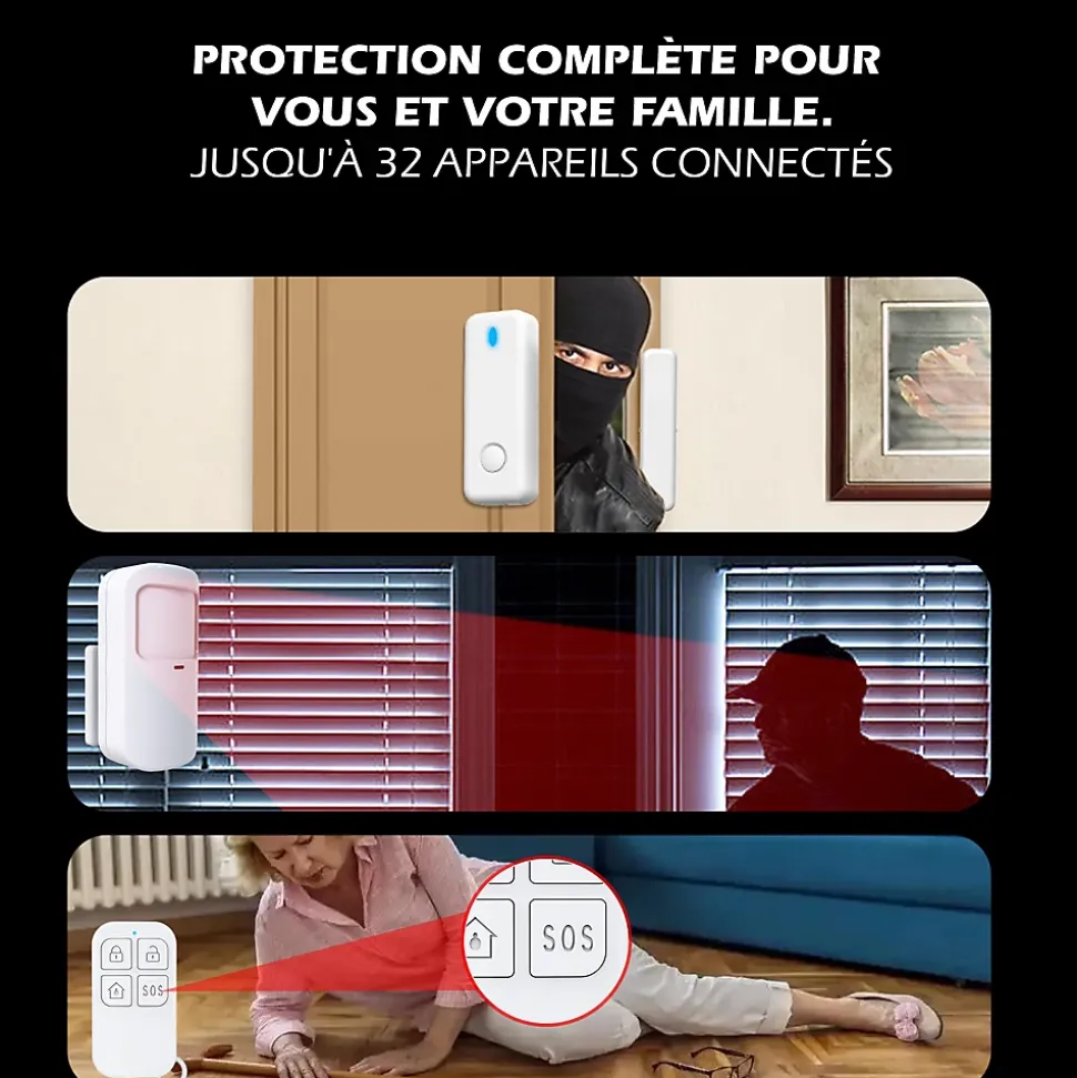 Système d'alarme connecté Caméra rotative 4MP avec Sirène intégrée