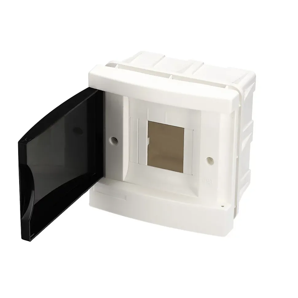 Tableau électrique encastré 4 modules blanc fumé IP44 avec rail DIN EDO777837