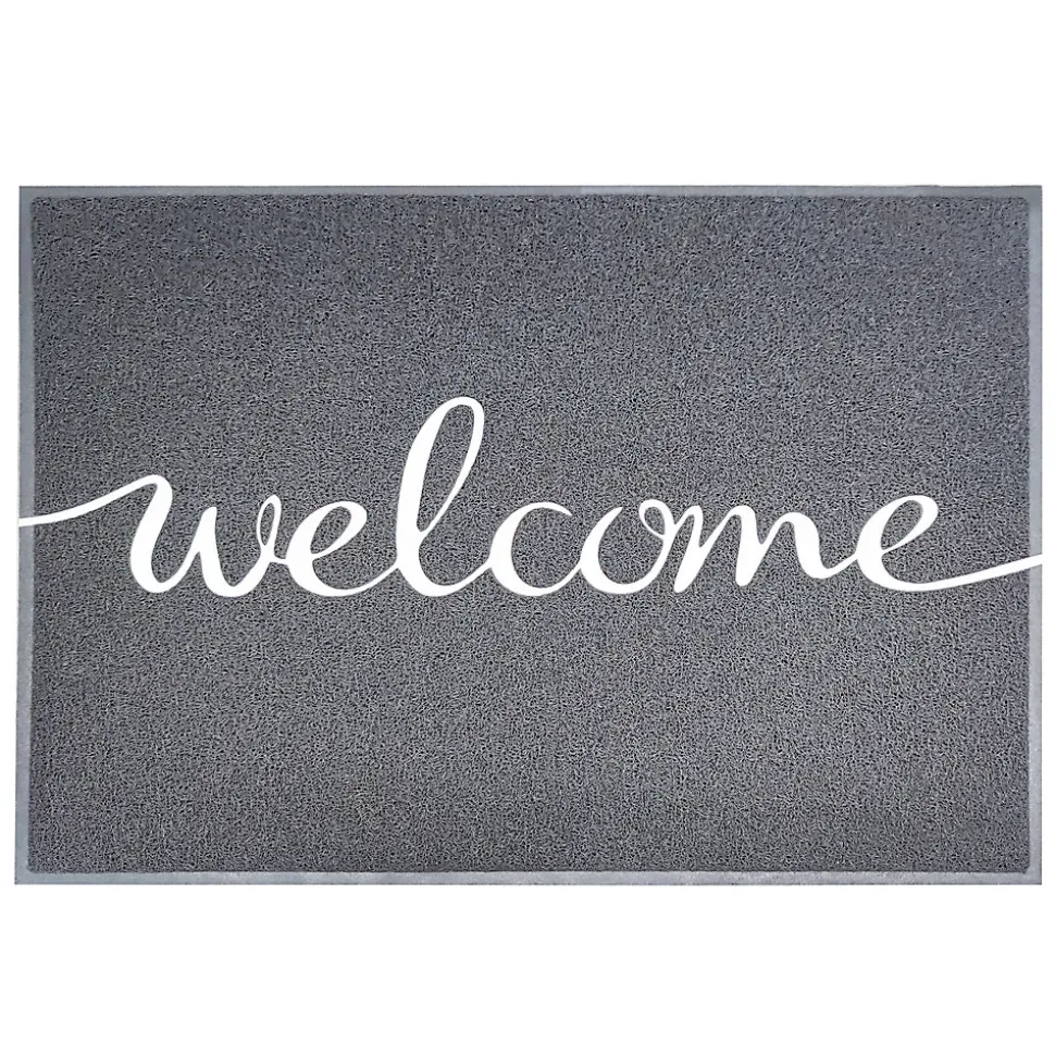 Tapis de Porte Paillasson Spaghetti, Welcome - Gris, 40 x 60 cm