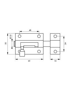 Targette pour meuble, 60mm, nickel satin, pêne rond - SP