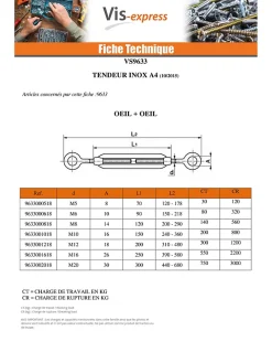 Tendeur crochet crochet M12X200 Inox A4 - 1 pièce