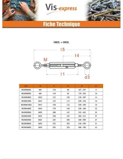 Tendeur crochet crochet 10X125 Acier zingué - 1 pièce
