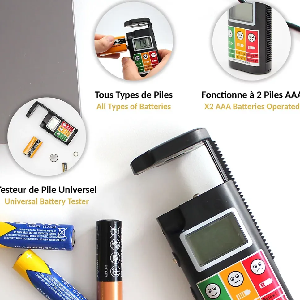 Testeur de pile FISHTEC Universel Easy reading