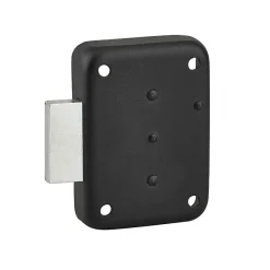 THIRARD - Serrure de meuble en applique pour porte d'ameublement, gauche, axe 25mm, 70x50mm, noir, 3 clés - THIRARD
