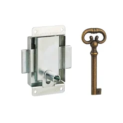 THIRARD - Serrure de meuble en applique pour porte d'ameublement, axe 20mm, 40x50mm, zingué, 1 clé - THIRARD