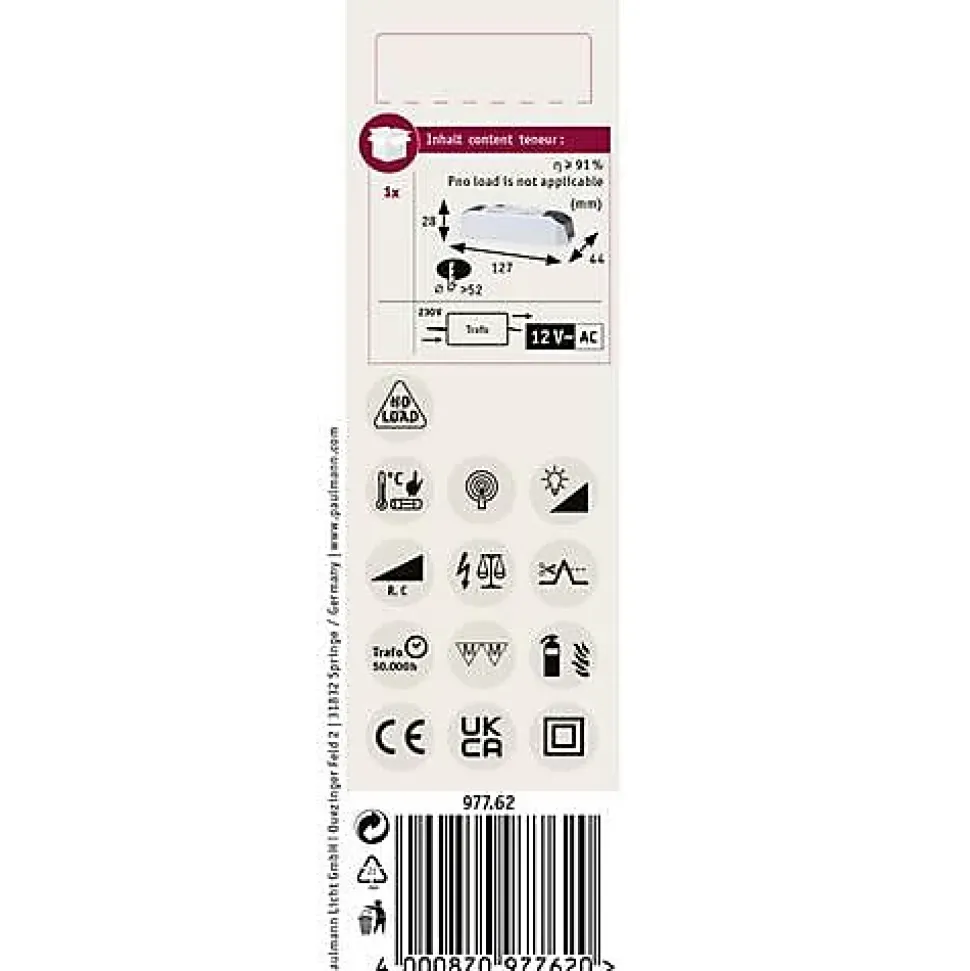 Transfo électronique Halogen+LED max. 0-50W 220-240/12V 50VA Blanc
