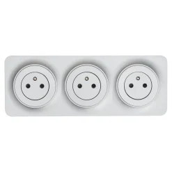Triple prise avec terre prêt câblée Jacobsen Espen aluminium composable