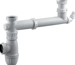 Tubulure pour évier 2 cuves entraxe 160 à 360mm avec prise MAL et siphon - VALENTIN - 00 778100 001 00
