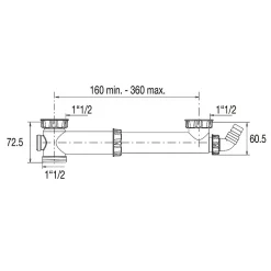 Tubulure pour évier 2 cuves sans siphon en PVC avec prise mixte - VALENTIN - 00 775100 001 00