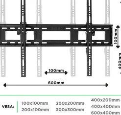 TVB123M Support TV mural pour écran de 23 à 55 pouces Inclinable Charge max 40 kg VESA 200 400 Télé LED LCD OLED Duronic