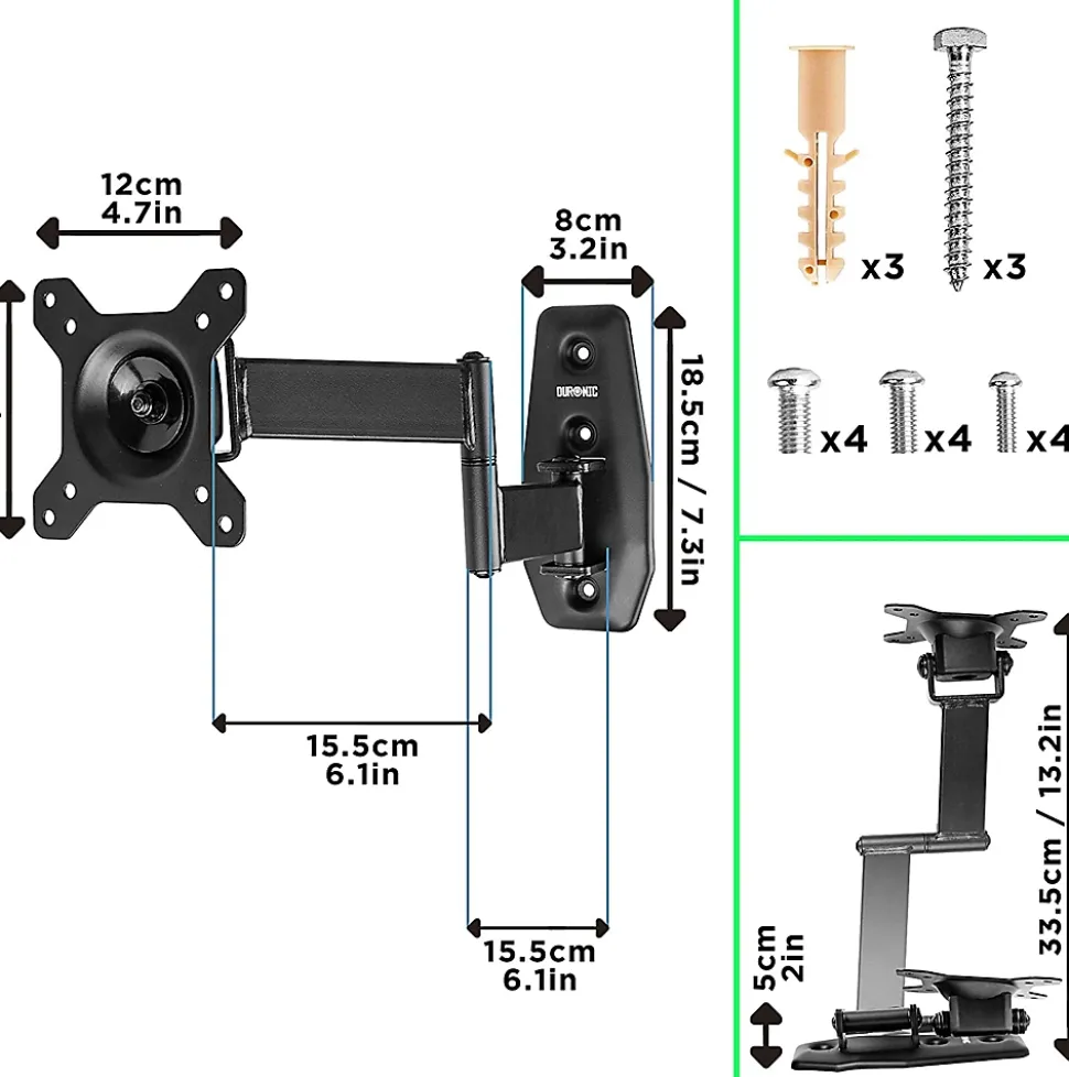 TVB1120 Support TV mural pour écran de 13 à 30 pouces Inclinable Charge max 18 kg VESA 75 100 Télé LED LCD OLED Duronic
