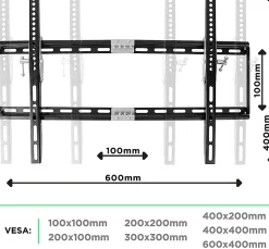 TVB777 Support TV mural pour écran de 33 à 60 pouces Inclinable Charge max 40 kg VESA 100 600 Télé LED LCD OLED Duronic