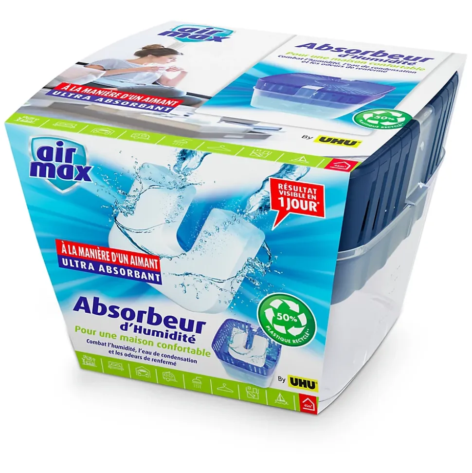 UHU Air max magnet - Absorbeur d'humidité très rapide et efficace, 1 recharge incluse