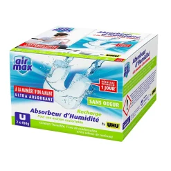 UHU Air max magnet - Recharges sans parfum pour absorbeur d'humidité Air max magnet, 2x 450g