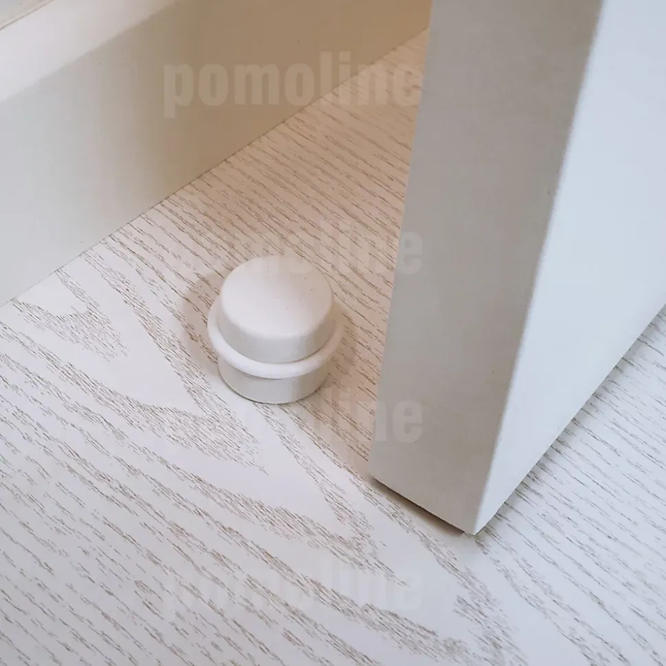 8 Un. Butée de porte adhésive en bois laqué blanc 47x38MM