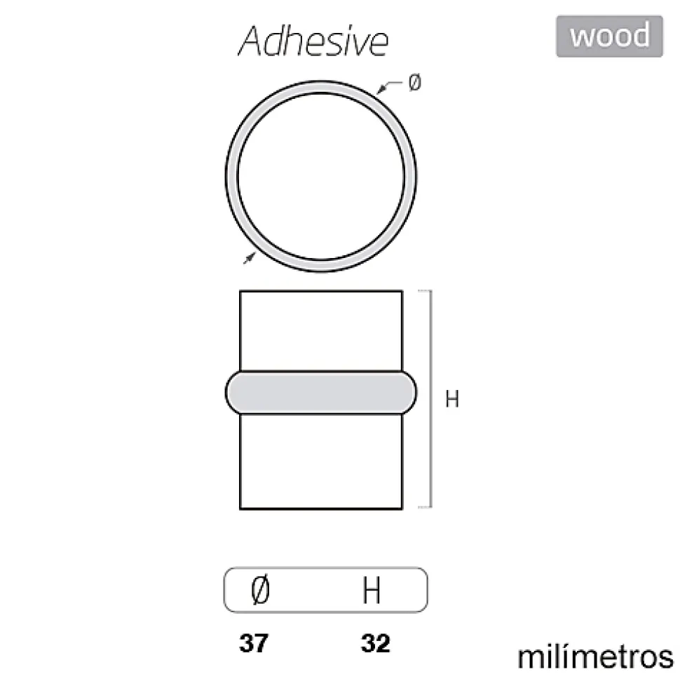 10 Un. Butée de porte adhésive en bois laqué blanc - Diamètre 37MM