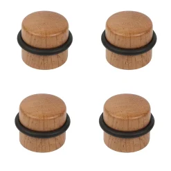 4 Un. Butée de porte adhésive en bois de chêne naturel - Diamètre 37MM