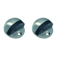 2 Un. BUTÉE DE PORTE en acier inoxydable de qualité AISI-304, fixation au sol avec vis - Diamètre 44MM