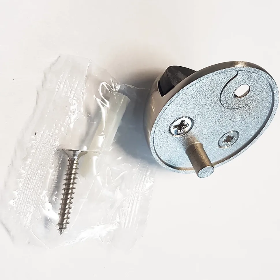 2 Un. BUTÉE DE PORTE en acier inoxydable de qualité AISI-304, fixation au sol avec vis - Diamètre 44MM