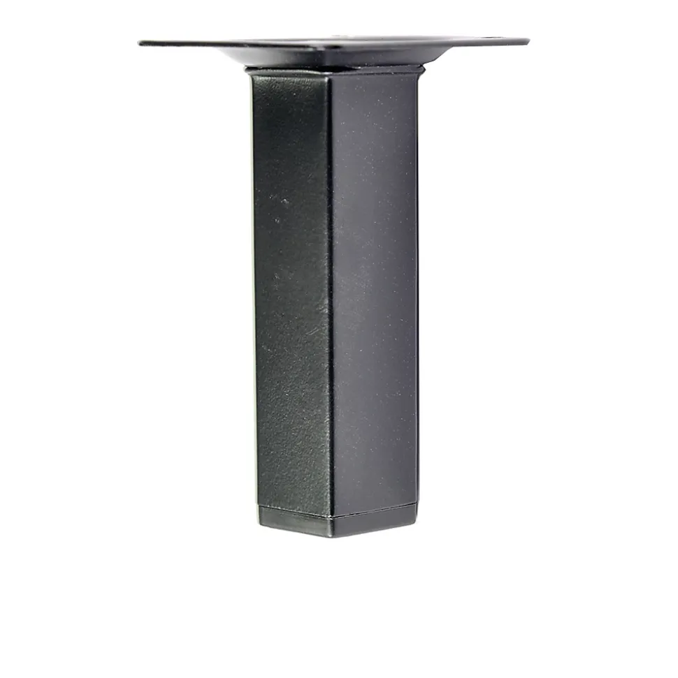 4 un. Pied carré pour meuble en acier 25x25mm hauteur 100mm peinture noire avec embout