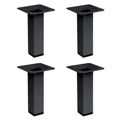 4 un. Pied carré pour meuble en acier 25x25mm hauteur 100mm peinture noire avec embout