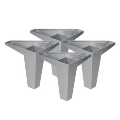 4un. Pied de meuble incliné scandinave pied nordique en résine plastique ABS ANTI-HUMIDITÉ couleur aluminium mat. Hauteur 100mm