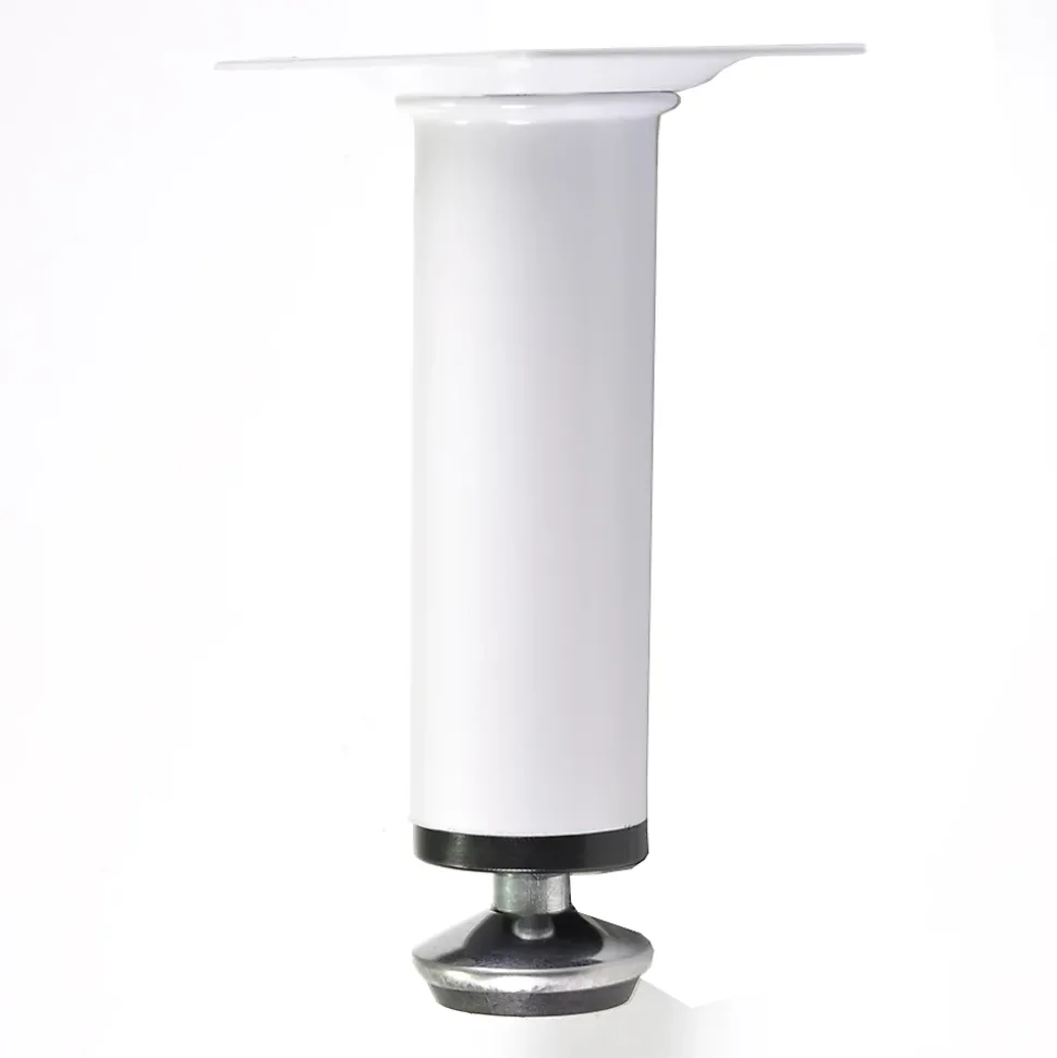 4 un. Pied de meuble rond en acier, diamètre 30 mm, hauteur 100 mm, peinture blanche avec régulateur de nivellement 15-25 mm