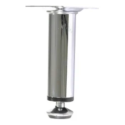 4 un. Pied de meuble rond en acier diamètre 30mm hauteur 100mm chromé avec régulateur de nivellement 15-25mm