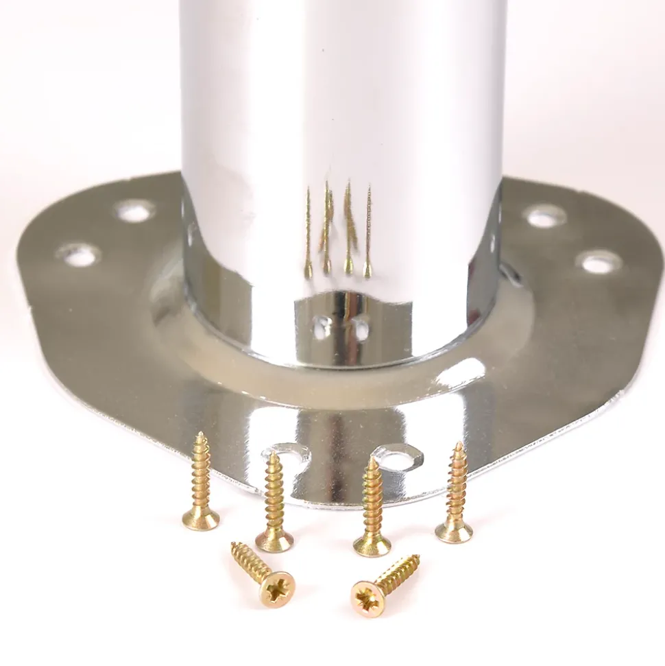 4 un. Pied de table rond en acier, diamètre 60 mm, hauteur 710 mm, chromé avec régulateur de niveau