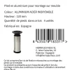 4 un. Pied rond pour meuble en aluminium diamètre 40mm hauteur 120mm inox avec régulateur de hauteur supérieur