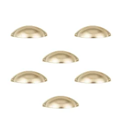 6 Un. poignées de meuble coquille en nickel mat pour porte et cuisine - entraxe 32MM