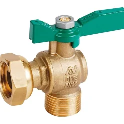 Vanne à sphère laiton équerre pour compteur - Sferaco - Male 1/2' - Ecrou prisonnier 3/4'