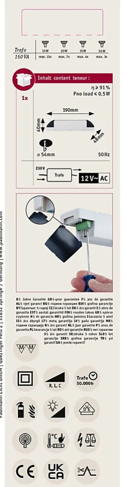 VDE Transfo électronique Profi max. 50-150W 230/12V 150VA Gris Noir