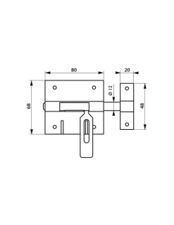 Verrou de box à gland à porte-cadenas en acier zingué - Pêne 12 mm