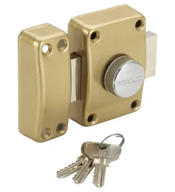 Verrou de porte à bouton et clé Cylindre 50 mm 3 clés crantées Anti crochetage
