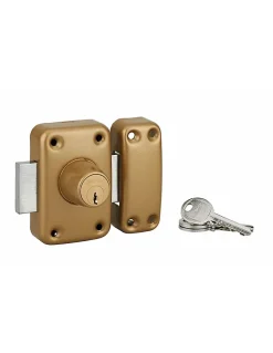 Verrou double entrée Apache pour porte d'entrée, cylindre 60mm, acier, 3 clés, époxy or - THIRARD