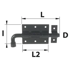 Verrou pistolet ø12 mm acier noir Afbat