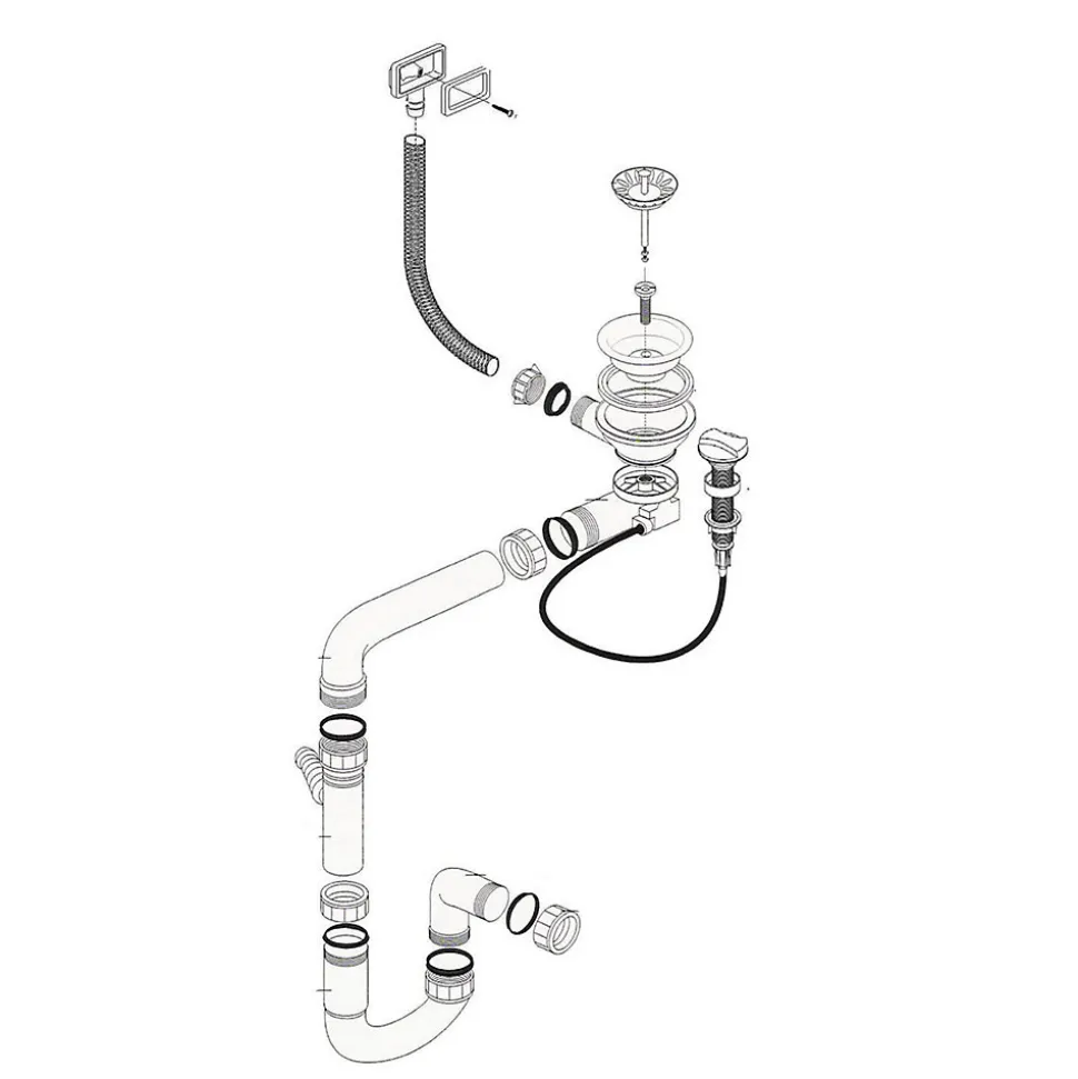 Vidage automatique 1 bac CUIPD093 pour évier inox - Siphon gain de place