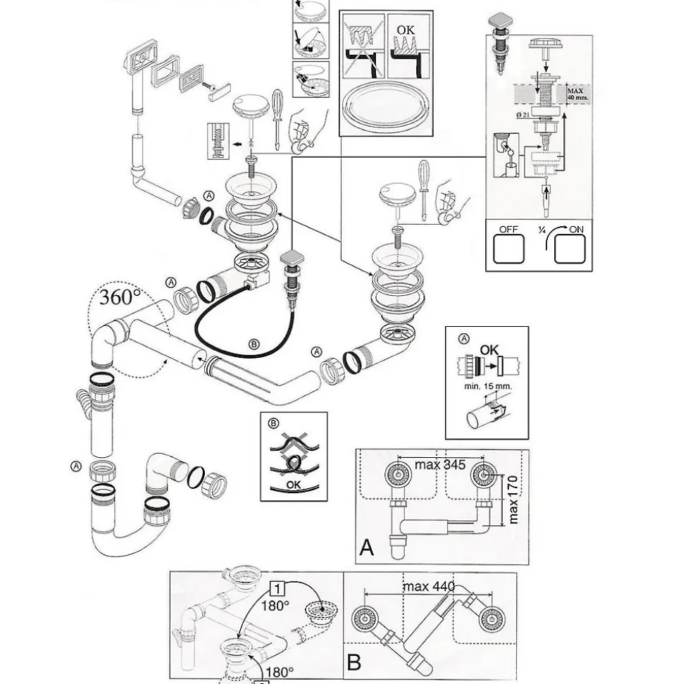 Vidage automatique 2 bacs CUIPD234 gamme Best en Keratek - Siphon gain de place