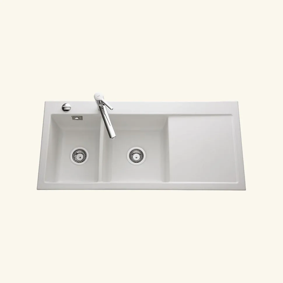 Vidage automatique 2 bacs CUIPD172 pour évier SystemCeram CLEYA - Siphon gain de place