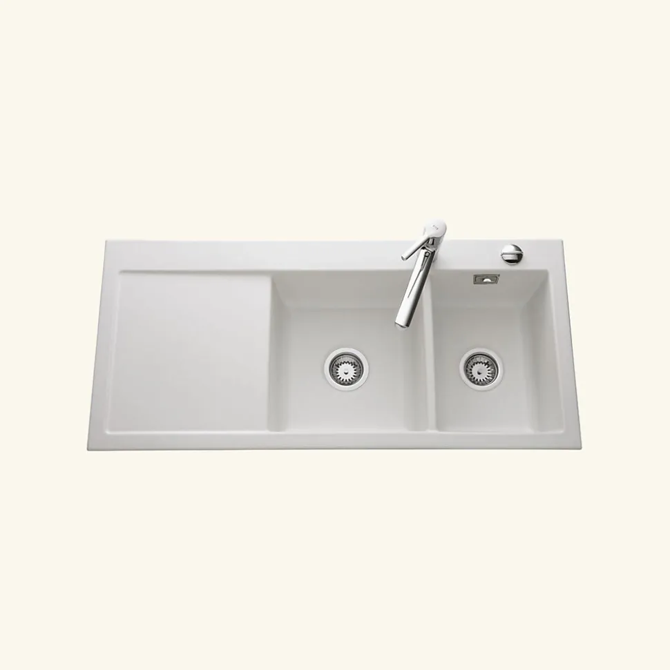 Vidage automatique 2 bacs CUIPD172 pour évier SystemCeram CLEYA - Siphon gain de place