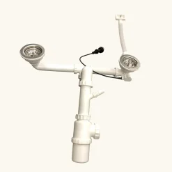Vidage automatique CUIPD671-D pour évier 2 bacs inox - Siphon gain de place