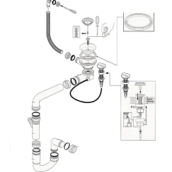 Vidage automatique gain de place 1 bac CUIPD013 pour évier granit - Siphon gain de place