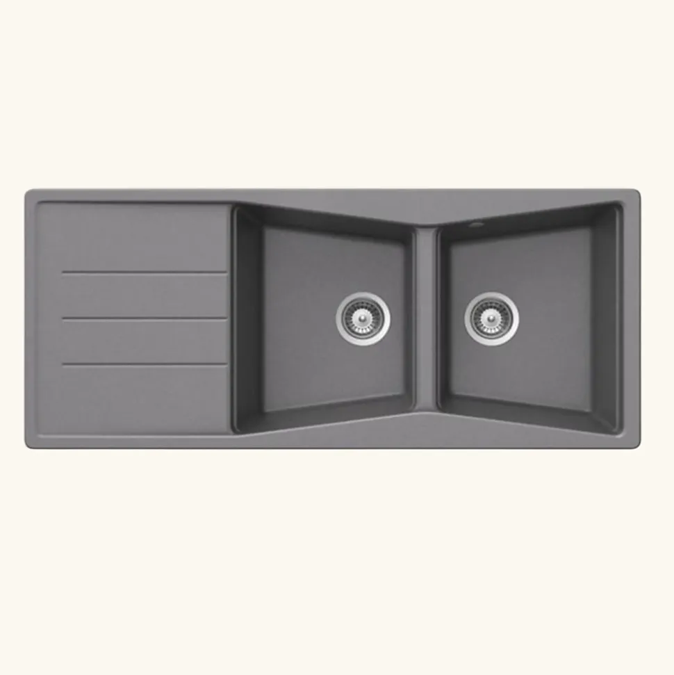 Vidage automatique gain de place CUIPD316 pour évier 2 bacs - Siphon gain de place