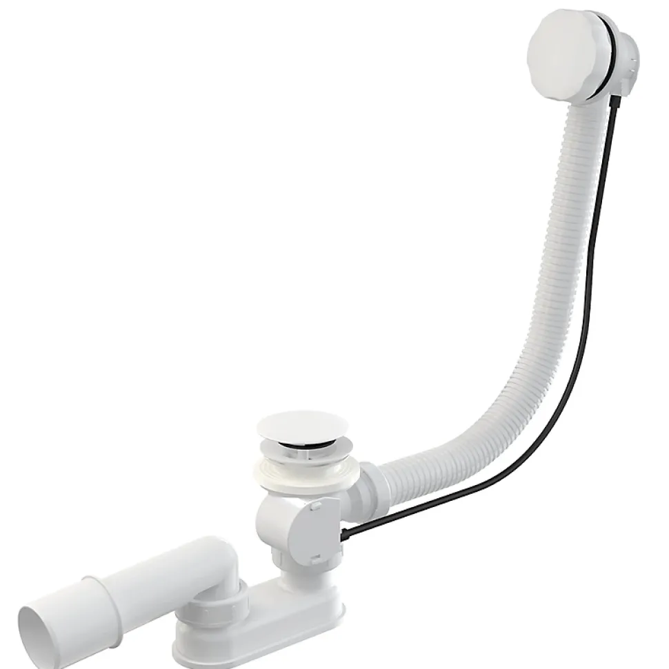 Vidage baignoire avec trop-plein - Bonde chrome - Flexible