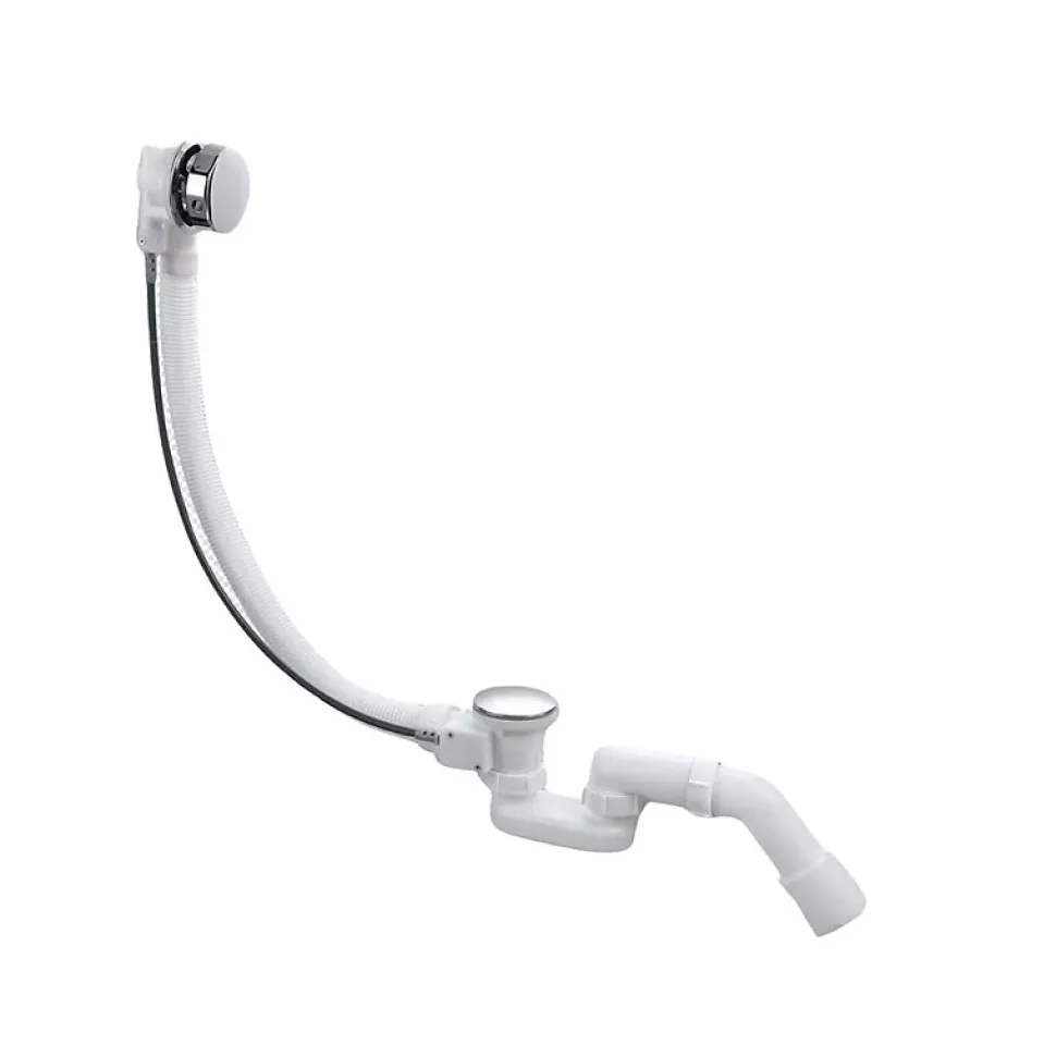 Vidage baignoire avec trop-plein - Bonde chrome - Flexible