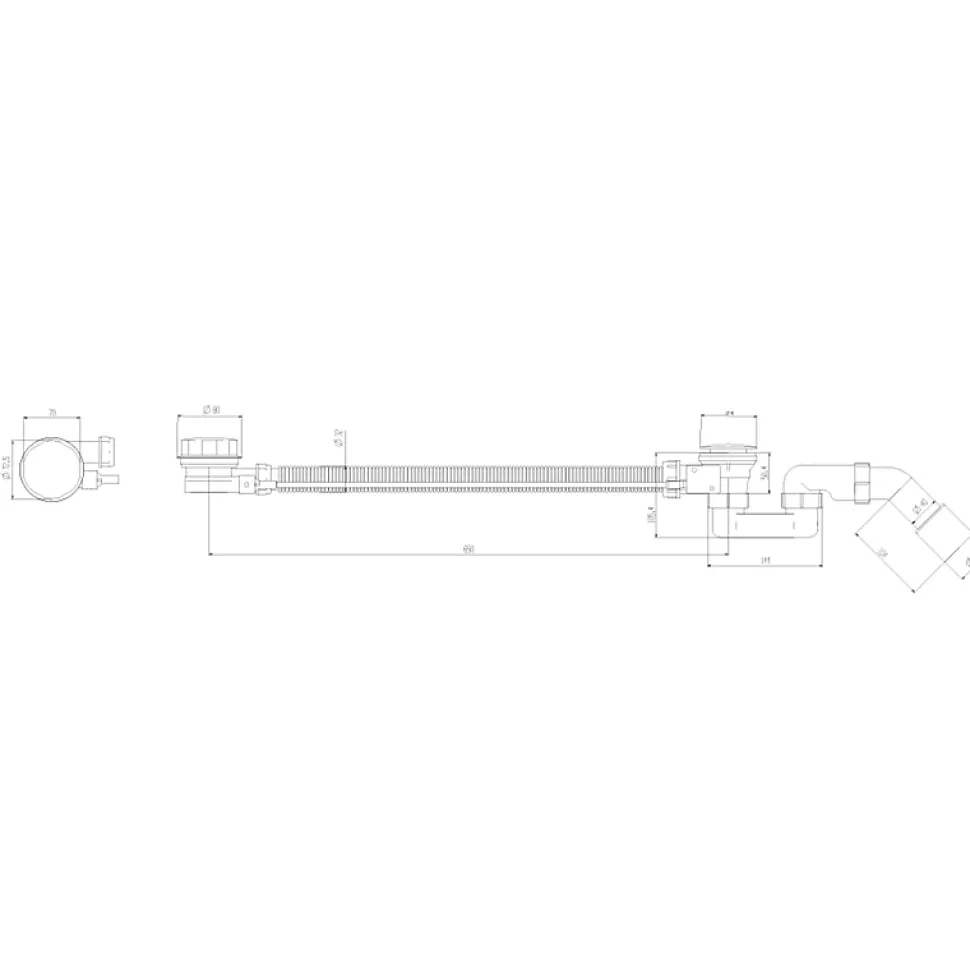 Vidage baignoire avec trop-plein - Bonde dorée - Flexible universel