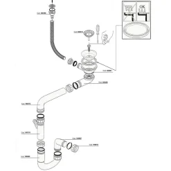 Vidage manuel 1 bac CUIPD366 pour évier Emeraude - Siphon gain de place