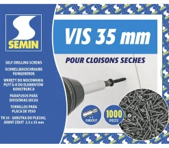 Vis Auto Perceuse 35 mm Semin - Fixation des Plaques de Plâtre sur l'Ossature - Intérieur - Boîte de 1000 Pièces (Lot de 2000)